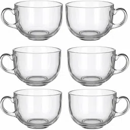 mrhousedecor Pack of 6 Glass Crystal Round Tea Cups 150 ML Set of 6 Glass Transparent Coffee Mugs-picture-42