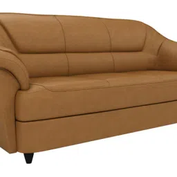 durian Berry compact Leatherette 3 Seater Sofa in Camel Brown Colour image 2
