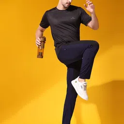 dpassion Men Solid Dark Blue Track Pants image 2