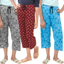 afra Women Grey, Maroon, Light Blue Capri-picture-47