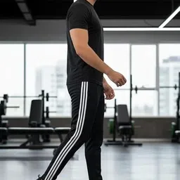 falak textile Men Solid Black Track Pants image 3