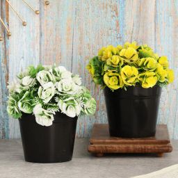 foliyaj Plastic White And Yellow Rose Flower Artificial Plants-picture-29