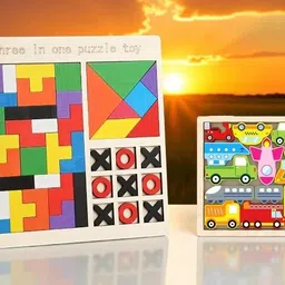 vhd Kids Educational Wooden Puzzle Combo | 3 in 1 Learning & Vehicle Puzzle X188-picture-12