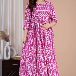 fashion4word Women Printed Pure Cotton Anarkali Kurta image 3