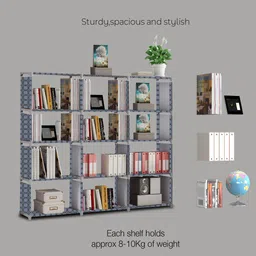 furure 12 Layer Multipurpose Portable SpaceSaving Cloth/Shoe/Books Shelf Home & Office Metal Open Book Shelf image 2