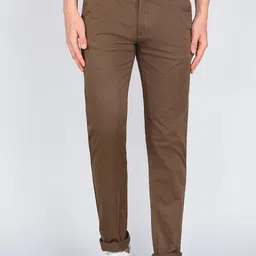 peter england Men Regular Fit Brown Cotton Blend Trousers-picture-20