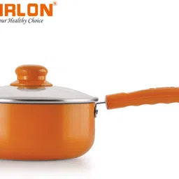 nirlon Non Stick Induction Base Ceramic Coated Sauce Pan with Glass Lid, Induction Sauce Pan 18 cm diameter with Lid 2.2 L capacity image 4