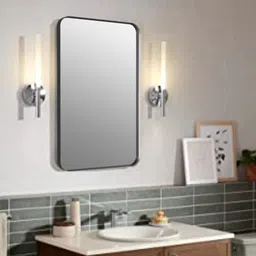 branco Mirror Frame in Brushed Black Finish with Beveled Metal Frame (24" X 18" Inch) Bathroom Mirror-picture-11