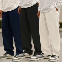 Pack of 3 Men Solid Multicolor Track Pants-image-5