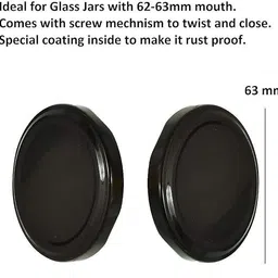 black paper Glass Jar Lids Only 63mm For 63 mm Mouth Jars 2.8 inch Lid, Pack of 6 image 2