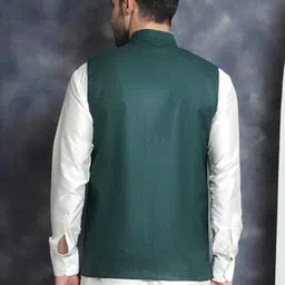 aggarments Men Solid Nehru Jacket image 2
