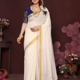 gugaliya Solid/Plain Kasavu Pure Cotton Saree-picture-10