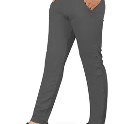 palclouthes trend Men Slim Fit Grey Lycra Blend Trousers image 5