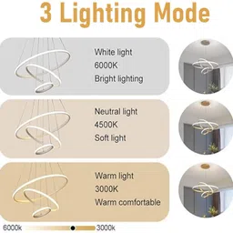 binduglow Modern Double 3 Ring LED Chandelier Lamp Ceiling Light Ceiling Lamp image 3