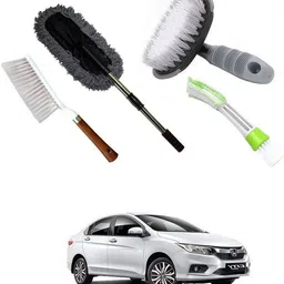qiisx Wheel Tire Rim Scrub Brush, Car AC Vent Cleaning Brush, Microfiber Duster, Handle Cleaning Duster Brush For Honda City ZX Combo-picture-10