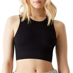 siyara Party Sleeveless Solid Women Black Top image 1