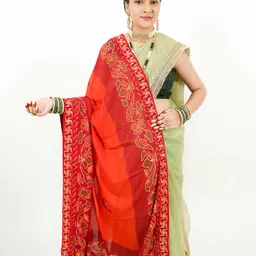 avilhara Poly Georgette Embroidered Multicolor Women Dupatta-picture-21