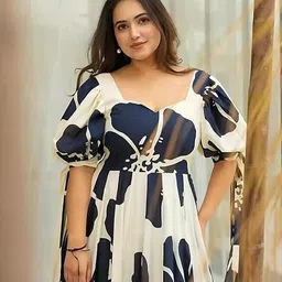 shandhya Floral Print Cotton Linen Stitched Anarkali Gown image 3