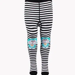 Bonjour Infant Girls Black & White Striped Doraemon Anti-Odour Knitted Tights-picture-11
