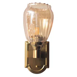 shree kala home decor Accent Metal & Glass E27 Holder Uplight Wall Sconces (Antique Brass) image 5