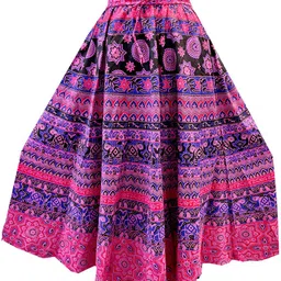 hans craft and art Women Printed Flared Multicolor Skirt-picture-28