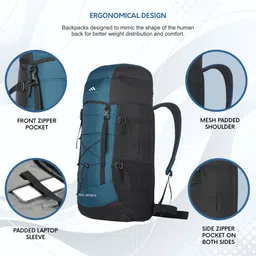 mountile TRECK VENTURE 50L Travel Backpack for Hiking Trekking with Rain Cover Rucksack - 50 L image 5