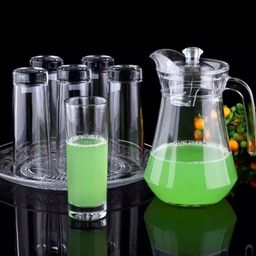 s1store Premium Water Glass 1.3Liter Jug and Water Glass 6pic Combo Set for Dining Table Jug Glass Set-picture-2