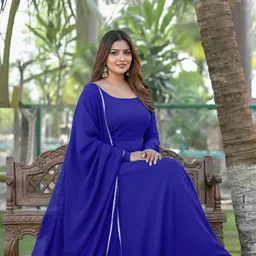 tisvara Solid Georgette Stitched Anarkali Gown-picture-39