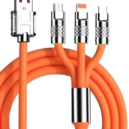 gophone 3-in-1 Cable 6 A 1 m Silicon Copper Fast Charging Cable,Portable 120W Charger Cord/Wire with iOS,Type-C,Micro Phones,Car/Travel 6A Retractable Zinc Alloy Charging Data Cable,Light Emitting Diode-picture-12