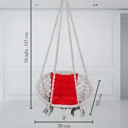 swingzy Round L shape Fabric Swing in White & Red Colour image 5