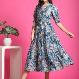 metronaut Women Fit and Flare Grey Below Knee Dress-picture-11