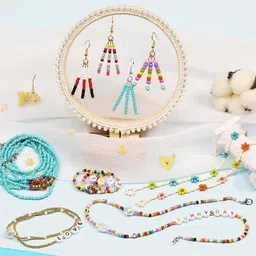 beadsnfashion Glass Seed Beads DIY Kit with Thread, Needle and Findings, Size 8/0 3mm image 5