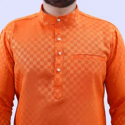 tibra collection Men Solid Cotton Blend Straight Kurta image 4