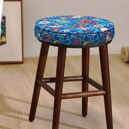 Chumbak Blue & Red Printed Round Ottoman-picture-22