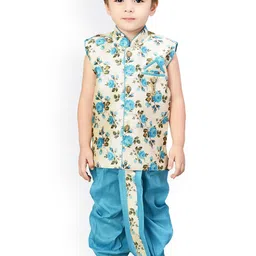Jeetethnics Boys Blue & Off-White Printed Kurta with Dhoti Pants-picture-58