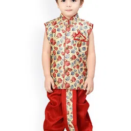 Jeetethnics Boys Red & Beige Printed Kurta with Dhoti Pants-picture-22