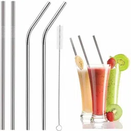 excitingdealz (Pack of 2) 1 pc Steel Foldable Travelling Glass + Set of 4 Stainless Steel Straws Set Glass Set Water/Juice Glass image 4
