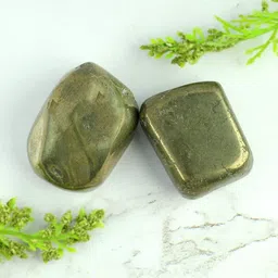 shivalays Golden Pyrite Tumble ( Set Of 2 Pcs) Regular Angular Sandstone Stone image 2