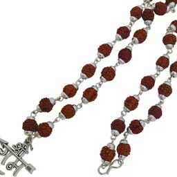 rudra gems jewellery Most Beautiful Bhagwan Sari Ram Lala Dotted Locket Pendant With Mala Silver Beads Brass, Wood Locket Set image 3