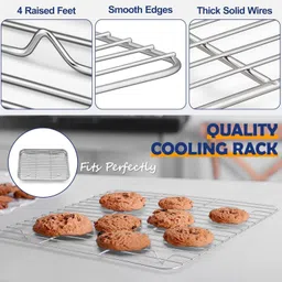 valajogi Baking Sheet with Wire Rack,Cookie PanSet,NonStick Cooling Rack forOven Cooking, 3 Slice Toast Rack image 4