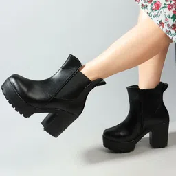 Stylish Women High Heel Ankle Chelsea Boots with Side Zipper For Womens & Girls Boots For Women-image-6