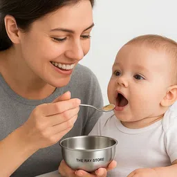 theraystore Stainless Steel Baby Feeding Bowl | No Rust | Easy to Wash | For Newborns & Kids - Stainless Steel-picture-40