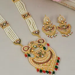 Silvermerc Designs Gold-Plated White Pearl Beaded Traditional Jewellery set-picture-38