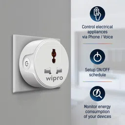 Wipro Wi-Fi Smart Plug with Universal Socket (White) Smart Plug image 4
