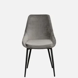 casacraft from pepperfry Rubel Velvet Dining Chair In Grey Colour image 4