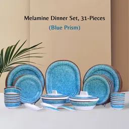 st stehlen Pack of 31 Melamin 100% Pure Melamine, BPA Free FDA Approved Home/ Kitchen Vintage PRISM BLUE Theme Dinner Set-picture-17