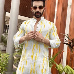 diamond cluster Men Printed Cotton Silk Straight Kurta-picture-13