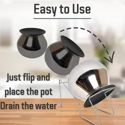 m2 enterprise Rice Pot Drain Stand Noodles Strainer Cooked Rice Strainer Stand Rice Drainer Collapsible Sieve image 2