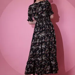 honky tonky Women Fit and Flare Black Maxi/Full Length Dress image 3
