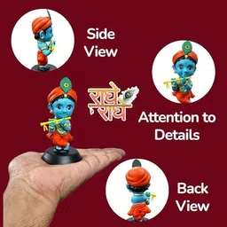 rk basics Lord Bal Krishna Car Dashboard Idol | Kanha Ji Decorative Murti for Car & Home Decorative Showpiece - 9.5 cm image 3